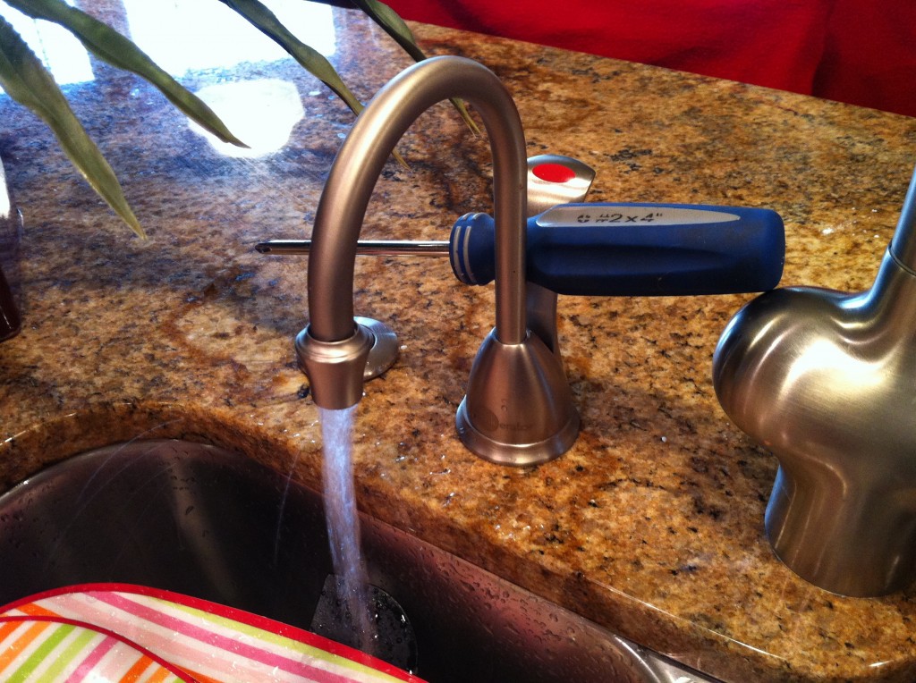 Lazy Man's Method of Holding Open the Faucet