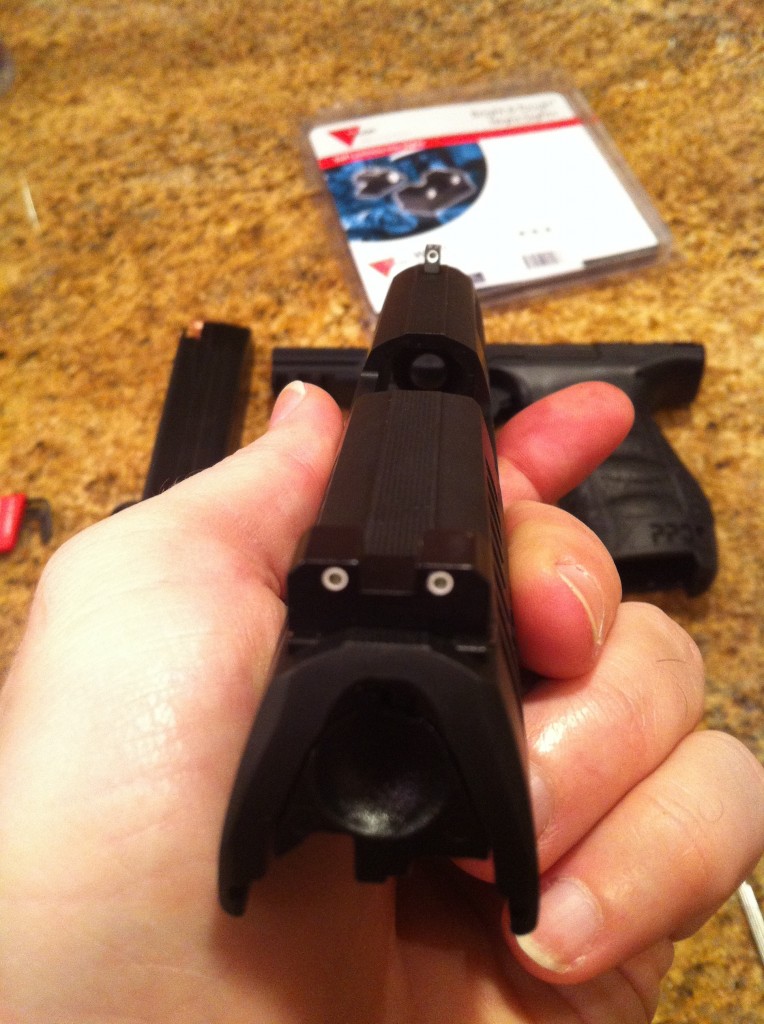 Rear sights installed on a Walther PPQ