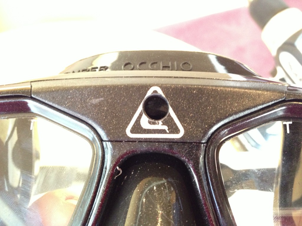 Finished hole for mounting GoPro to SCUBA mask