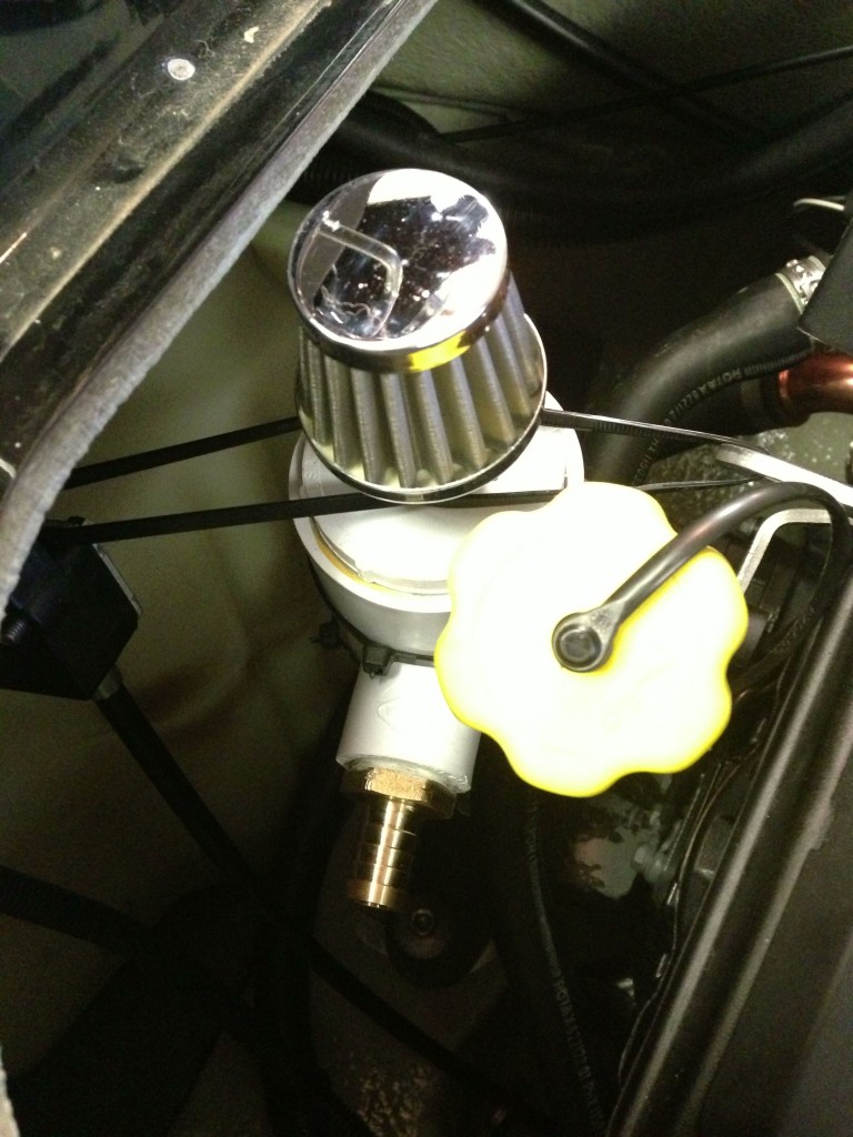 DIY catch can installed in RXP with zip ties