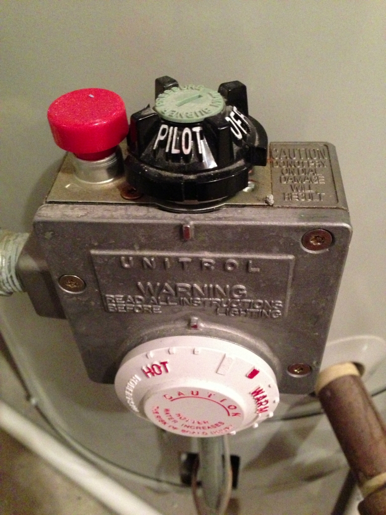 Gas valve set to PILOT