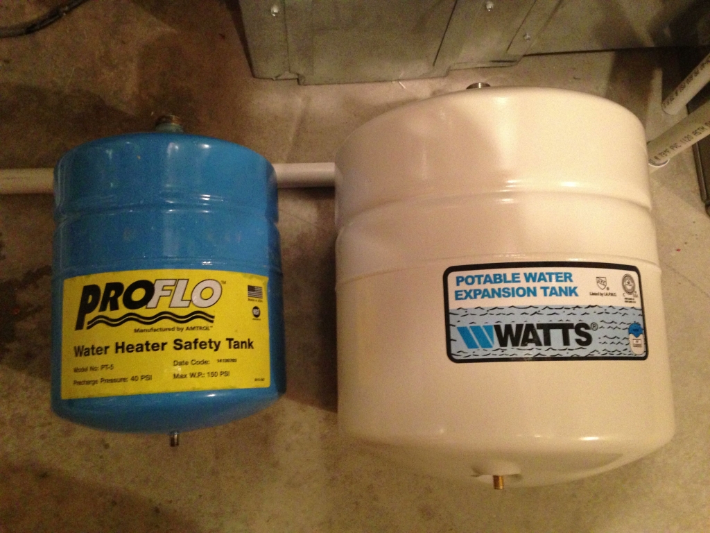 Old Amtrol tank next to the new Watts tank