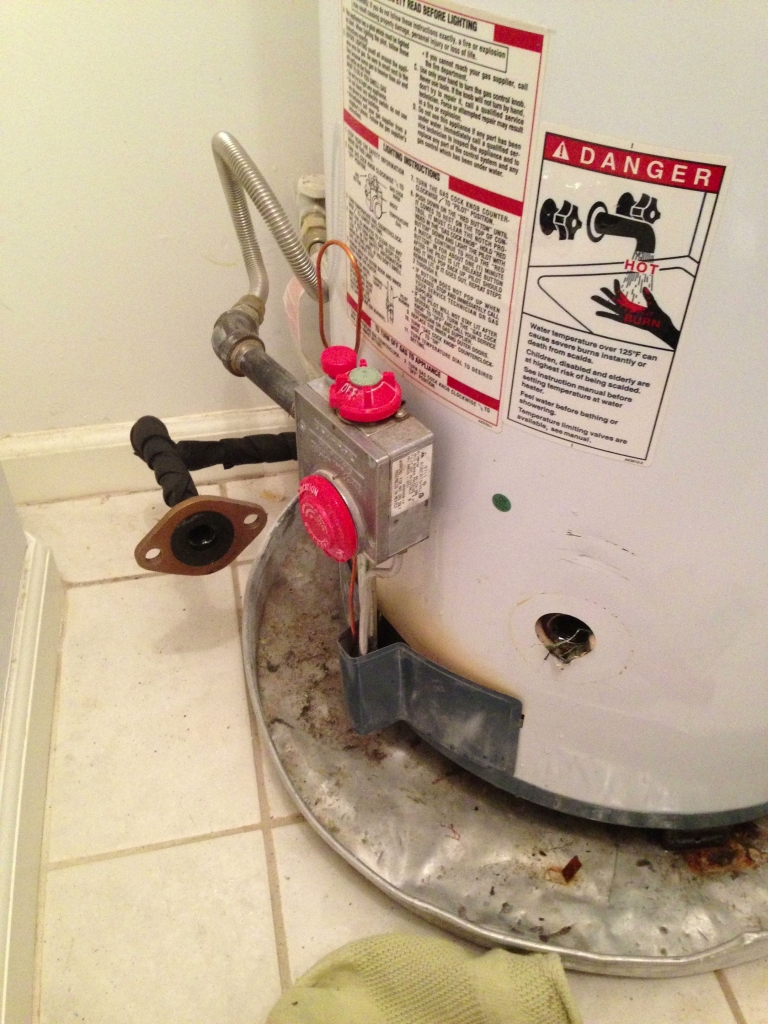 Bronze fittings removed from tank's drain