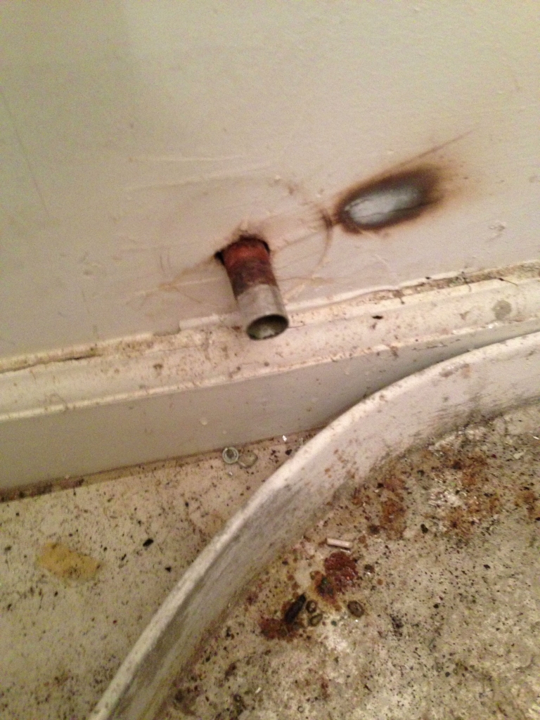 Old faucet-style recirculating line shut-off valved removed