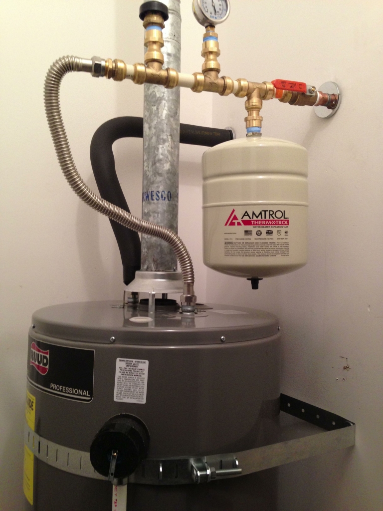 Insulation tubes around the hot water outlet hose and the TPR valve