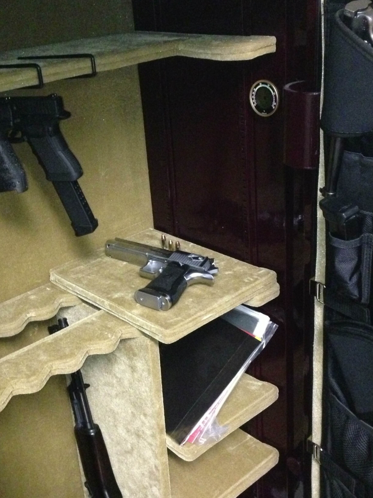 Caliber 4R mounted in gun safe