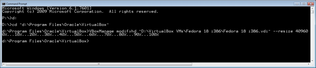 VBoxManage command resizes your VDI